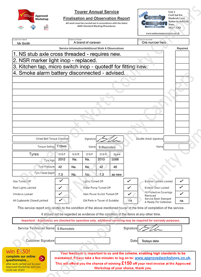 notts county campers service check sheet pt2